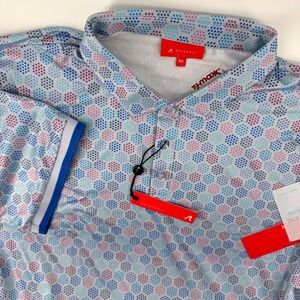 REDVANLY Garmain Golf Polo XXL Blue Lavender Hex Geometric PUREPOLY Short Sleeve
